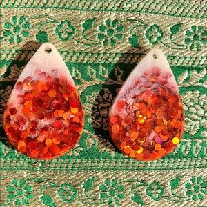 Handmade earrings! Red orange holo, pearl!